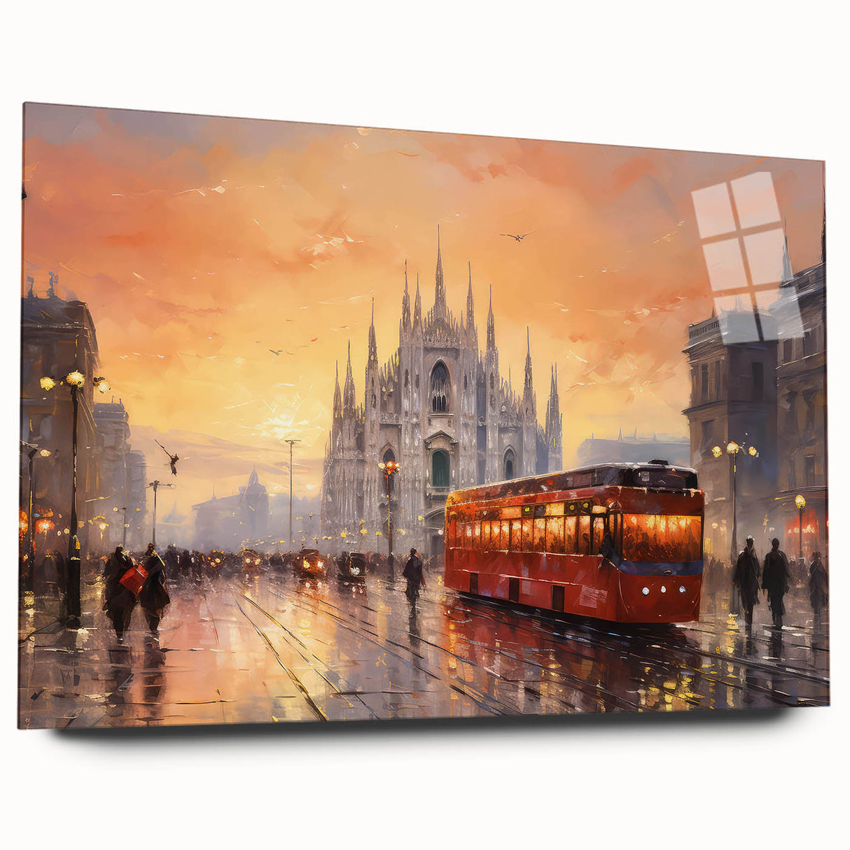 Acrylic glass wall art showcasing a scenic landscape road design in vibrant colors, presented in a side view without pins, perfect for modern decor. Ideal for enhancing interiors with creative flair and style.