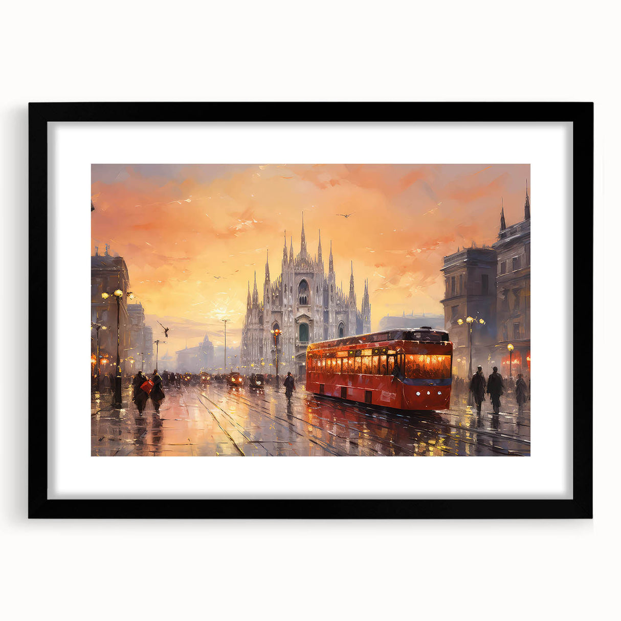 Black-framed wall art showcasing a scenic landscape with winding roads, perfect for home decor. Features a mat for added depth and elegance, ideal for modern interiors.