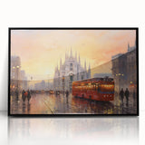 Framed acrylic wall art collection showcasing a modern landscape design with vibrant colors and intricate details, set against a sleek black frame, ideal for enhancing contemporary interiors.