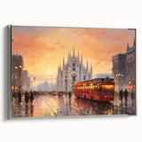 Framed canvas wall art showcasing a scenic landscape road design in silver tones, perfect for modern home decor. Ideal for enhancing living spaces with stylish elegance.