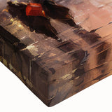 Close-up of a stretched canvas artwork featuring a vibrant landscape design with winding roads and lush greenery, perfect for enhancing home decor and interior design aesthetics.