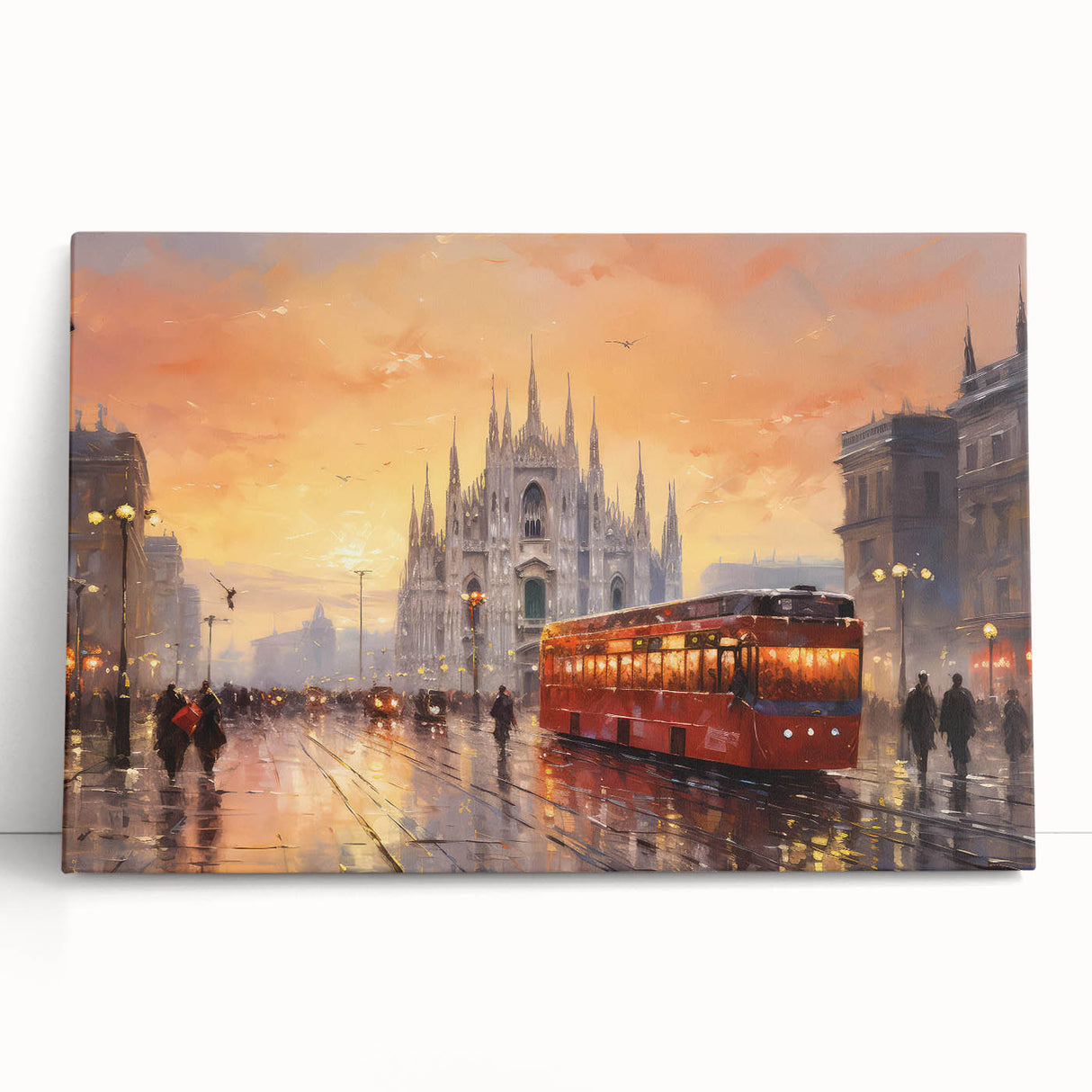 Stretched canvas wall art featuring a vibrant abstract landscape with winding roads, ideal for modern home decor. The piece showcases rich colors and bold designs.