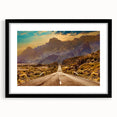 Framed wall art showcasing a landscape road design with a black mat, ideal for enhancing home decor. The modern aesthetic complements various interior styles.