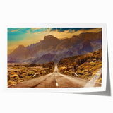 Rolled print of a serene landscape road design featuring lush greenery and a winding path, showcasing vibrant colors, ideal for home or office decor.