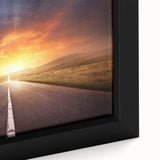 Framed canvas wall art showcasing a vibrant landscape design with winding roads and lush greenery, emphasizing intricate details and rich colors for home decor.