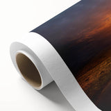 Rolled canvas artwork showcasing a scenic landscape with winding roads and vibrant colors, ideal for home decor. Packaged securely in a protective cardboard tube.