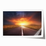 Rolled print showcasing a serene landscape of winding roads and lush greenery, designed for wall art decor, highlighting vibrant colors and intricate details.