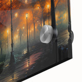 Close-up of a vibrant acrylic glass wall art piece showcasing a scenic landscape with winding roads, ideal for home decor and modern interiors. The artwork features rich colors and detailed textures, enhancing any living space.