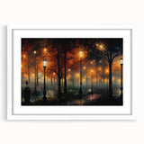 Framed landscape wall art featuring a serene road design, showcased with a white mat and a sleek frame, ideal for modern home decor and interior styling.