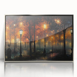 Framed acrylic wall art featuring a scenic landscape with winding roads and vibrant colors, showcasing a contemporary design ideal for modern home decor. The artwork is presented in a sleek silver frame, enhancing its aesthetic appeal.