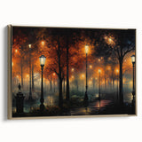 Framed canvas wall art featuring a scenic road landscape with vibrant colors and gold accents, designed to enhance home decor and create a serene ambiance.