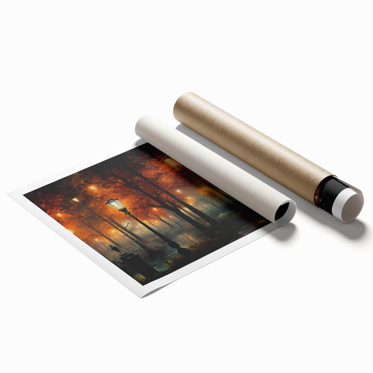 Vibrant rolled print of a scenic landscape showcasing winding roads and lush greenery, perfect for home decor or office enhancement. The artwork captures the essence of nature's beauty with rich colors and intricate details, ideal for adding a touch of tranquility to any space.