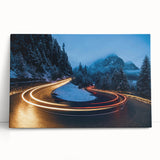 Stretched canvas wall art featuring a vibrant landscape scene with winding roads, showcasing rich colors and intricate details, perfect for modern home decor.