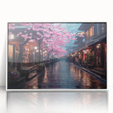 Framed acrylic wall art showcasing a vibrant landscape road design with a white border, ideal for home decor or office spaces, enhancing modern aesthetics.