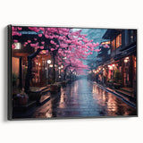 Framed canvas wall art featuring a serene landscape road design, showcasing vibrant colors and intricate details, perfect for home decor enhancement.