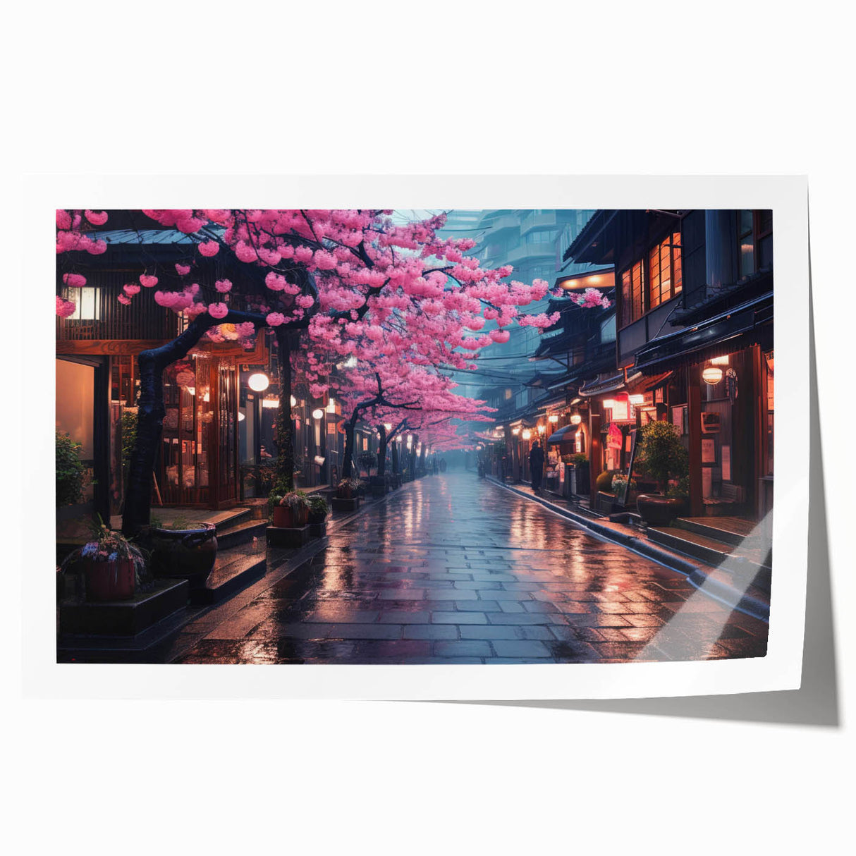 Rolled print showcasing a vibrant landscape road design featuring lush greenery and a clear blue sky, perfect for home decor. Packaged in a sturdy tube for protection.