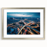 Framed wall art featuring a stunning landscape road design with a silver mat, perfect for home decor. The elegant frame enhances any room's aesthetic.