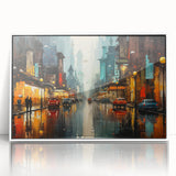 Framed acrylic wall art showcasing a serene landscape with winding roads, designed in a minimalist style with a white frame, perfect for modern home decor.