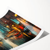 Rolled print of a serene landscape road design, showcasing vibrant colors and intricate details, ideal for home decoration. Packaged securely in a cardboard tube for safe delivery.
