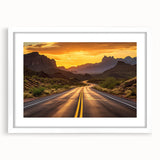 Framed landscape wall art featuring a scenic road design with vibrant colors and a white mat, ideal for home decor to enhance living spaces.
