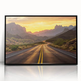 Framed acrylic wall art featuring a stunning landscape design with winding roads, showcasing vibrant colors and intricate details, ideal for modern home decor.