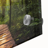 Close-up of a vibrant acrylic glass wall art piece showcasing a stunning landscape road design with rich colors and intricate details, perfect for modern home decor.