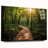 Acrylic glass wall art featuring a vibrant landscape design with winding roads, showcasing rich colors and intricate details, perfect for modern home decor.