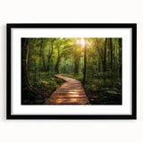 Framed wall art featuring a scenic landscape road design, presented in a sleek black frame with a mat, perfect for enhancing home decor and interior design aesthetics.