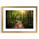 Elegant framed wall art featuring a scenic landscape road design with a gold mat, perfect for enhancing home decor with a touch of sophistication.