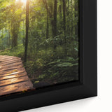 Framed canvas wall art showcasing a vibrant landscape design with winding roads and lush greenery, ideal for home decor and interior design enthusiasts.