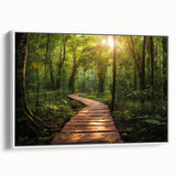 Framed canvas wall art showcasing a serene landscape with winding roads, set against a white background, perfect for modern home decor and interior design accents.