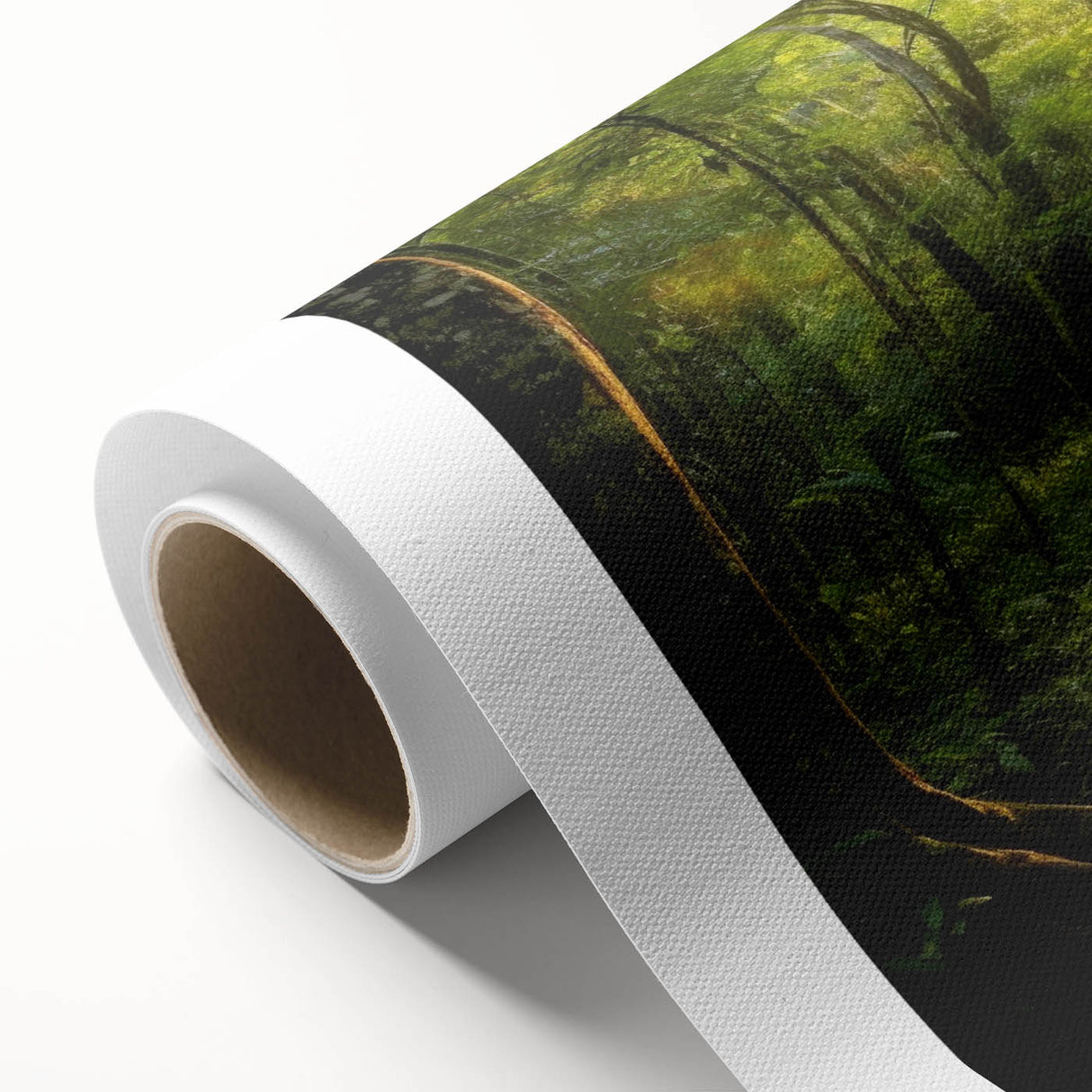 Rolled canvas artwork showcasing a vibrant landscape design with winding roads, featuring rich colors and intricate details, perfect for home decor enhancement.