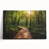 Stretched canvas wall art depicting a serene landscape with winding roads, featuring vibrant colors and soft textures, perfect for home decor.