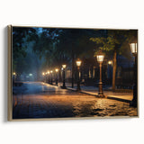 Framed canvas wall art showcasing a scenic road landscape design, featuring lush greenery and a golden frame, perfect for home decor and interior design enthusiasts.