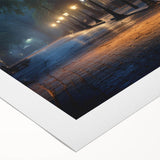 Rolled canvas artwork depicting a serene landscape road scene, featuring vibrant greens and blues, ideal for home decor. Packaged securely in a durable tube.