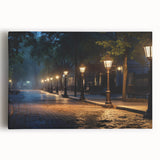 Stretched canvas artwork showcasing a serene landscape road design, featuring vibrant colors and intricate details, perfect for home decor and art enthusiasts.