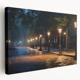 Stretched canvas artwork depicting a serene landscape road design, showcasing vibrant colors and intricate details, perfect for enhancing home decor.