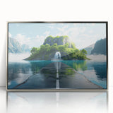 Framed acrylic wall art featuring a stunning landscape design with a winding road, set against a serene backdrop of lush greenery and vibrant blue sky. Ideal for modern home decor.