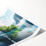 Vibrant rolled print of a serene landscape featuring winding roads and lush greenery, ideal for home decor and interior design, packaged securely in a protective tube.