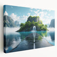 Stretched canvas artwork depicting a vibrant landscape with winding roads and lush greenery, ideal for home décor. Perfect for adding an artistic touch to any room.