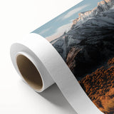 Rolled canvas displaying a vibrant landscape road design, featuring rich colors and intricate details, ideal for modern home decor and artistic enhancement.