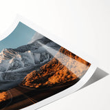 Rolled print of a contemporary landscape road design, showcasing vibrant colors and intricate details, ideal for home or office decor, securely packaged for delivery.