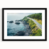 Framed black landscape road design wall art collection, featuring a modern aesthetic with a mat, perfect for enhancing home or office decor in a stylish way.
