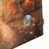 Close-up of a modern wall art collection featuring vibrant landscapes and roads design, printed on acrylic glass for a sleek and contemporary look. Ideal for home decor enthusiasts seeking unique art pieces that enhance interior spaces.