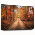 Acrylic wall art collection showcasing a vibrant landscape design with roads and nature elements, displayed in a side view with decorative pins on a stylish background.