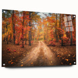 Acrylic wall art collection showcasing a vibrant landscape design with roads and nature elements, displayed in a side view with decorative pins on a stylish background.