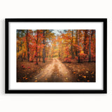 Framed wall art collection showcasing a scenic landscape design with roads, featuring a sleek black frame and mat, ideal for modern home decor.