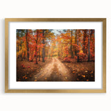 Framed wall art collection featuring a serene landscape with winding roads, set in a decorative gold frame with matting, perfect for home decor.