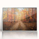 Framed acrylic wall art collection showcasing a serene landscape with winding roads, set against a white background, perfect for modern home decor.