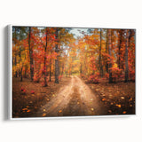 Framed canvas artwork showcasing a serene landscape scene with winding roads, featuring soft hues of green and blue, perfect for home decor.